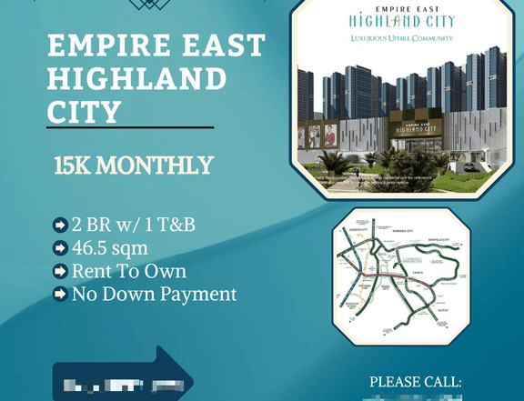 46.50 sqm 2-bedroom Residential Condo For Sale in Pasig Near LRT,SM East, Sta Lucia