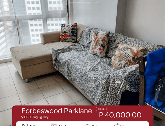 Fully-Furnished1 Bedroom Condo for Rent in Forbeswood Parklane, BGC