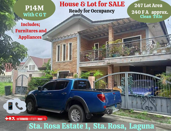 2 Storey House & Lot for SALE in Sta.Rosa Estate 1, Sta. Rosa, Laguna