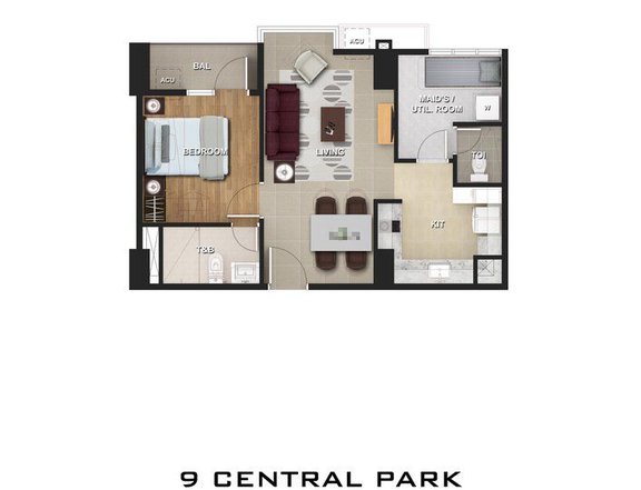 54.00 sqm 1-bedroom 9 Central Park Northwin Global City Residential Condo For Sale in BGC Taguig