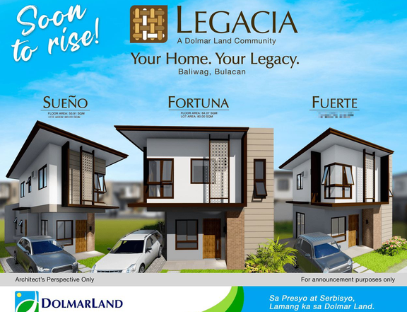 LEGACIA Sueno Model 2-bedroom Single Attached House For Sale in Baliuag Bulacan