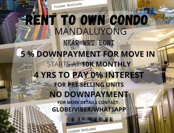 RENT TO OWN 150k DP MOVEIN RUSH MANDALUYONG PIONEER WOODLAND CONDO RFO
