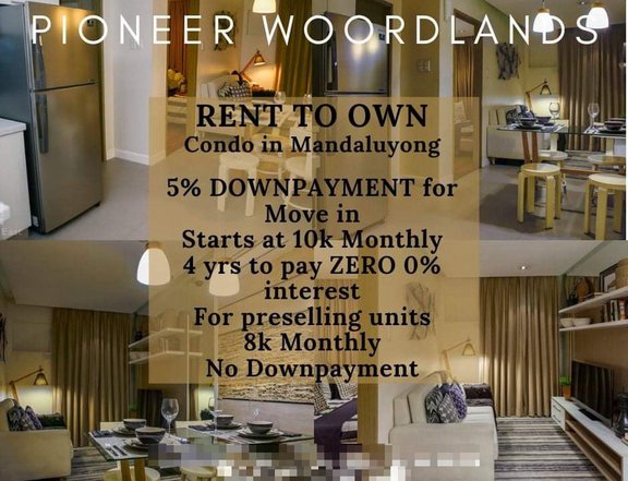 RFO Mandaluyong 150k DP MOVEIN RENT TO OWN 1BR 10k Monthly Pioneer Woodlands BONI ORTIGAS AYALA BGC