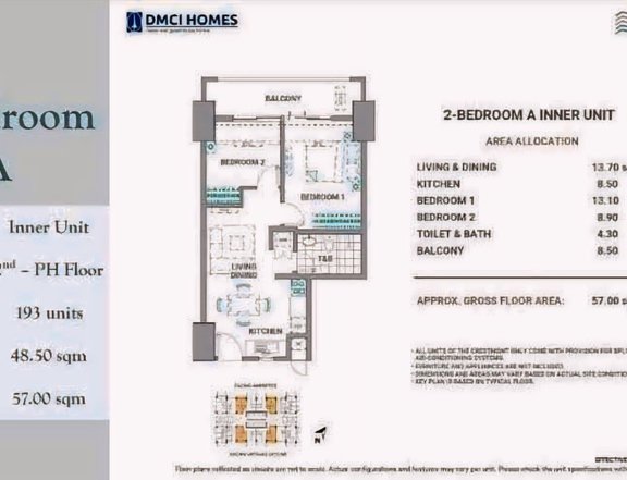 Ready For Occupancy 57.00 sqm 2-bedroom Residential Condo For Sale in Quezon City