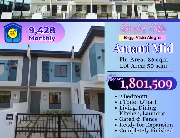 2 BEDROOM PRE-SELLING TOWNHOUSE @ VISTA ALEGRE, BACOLOD CITY