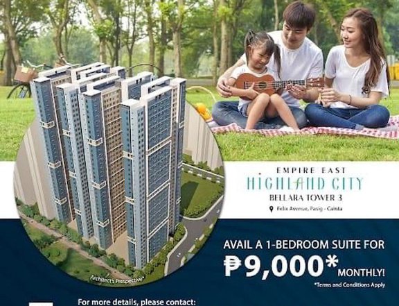 9k Monthly 1BR Unit ZERO DOWNPAYMENT 5yrs to pay 0% INTEREST!