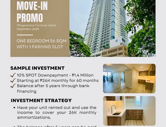 1 Bedroom 34k Monthly in 60 months