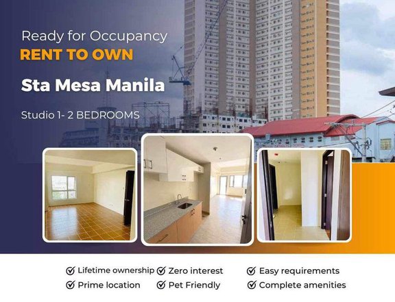 Studio Rfo Rent to Own Condo for Sale in Sta Mesa Manila