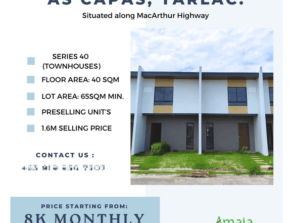 2 BEDROOM PRESELLING TOWNHOUSES HOUSE & LOT FOR SALE IN CAPAS, TARLAC