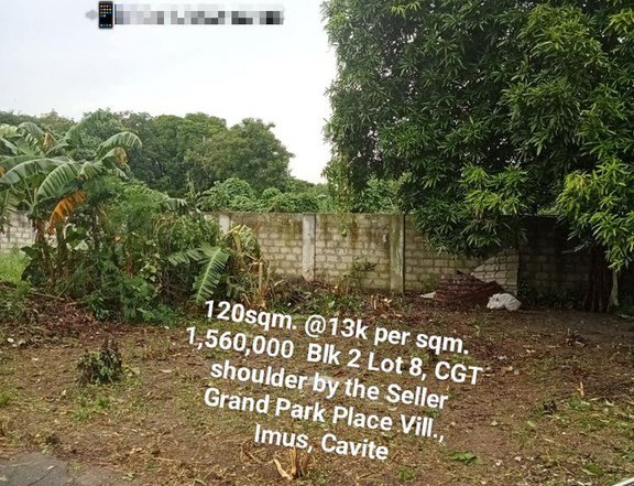 120 sqm Residential Lot For Sale in Grand Park Place, Anabu, Imus Cavite