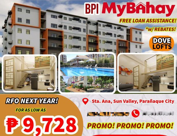 Free Aircon Loft-Type Condo For Sale thru BPI MyBahay Program / PagIbig Fund Accredited in Paranaque
