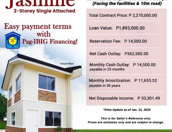 Pre Selling 2 bedroom Single Attached House for sale in Dasmarinas Cav