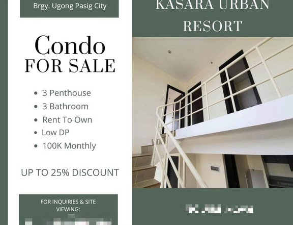 Penthouse 3 bedroom in Kasara Urban Resort Near SM Center Pasig