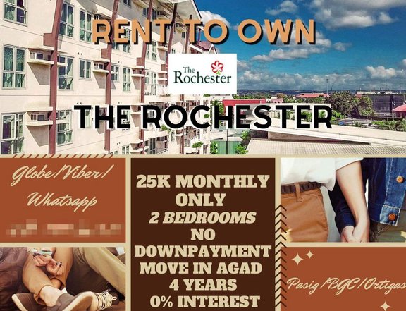 Condo RENT TO OWN AFFORDABLE 1BR 5% DP PASIG Movein  ROCHESTER 15k Monthly Near BGC ORTIGAS SHAW RFO