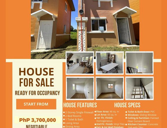 New House & Lot for Pasalo or Full Amount;