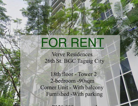 90.00 sqm 2-bedroom Residential Condo For Rent in BGC Taguig