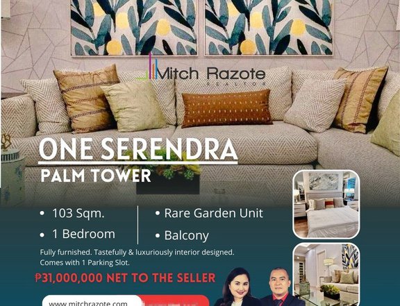 103.00 sqm 1-bedroom Rare Garden Unit For Sale at One Serendra