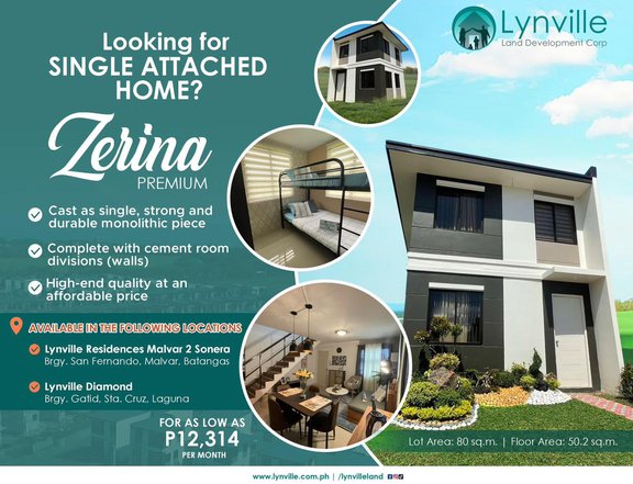 2 bedroom single attached house for sale in Santa Cruz Laguna