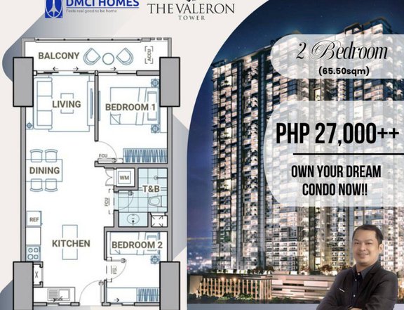 65.50sqm 2 Bedroom Residential condo for sale in Pasig The Valeron Tower