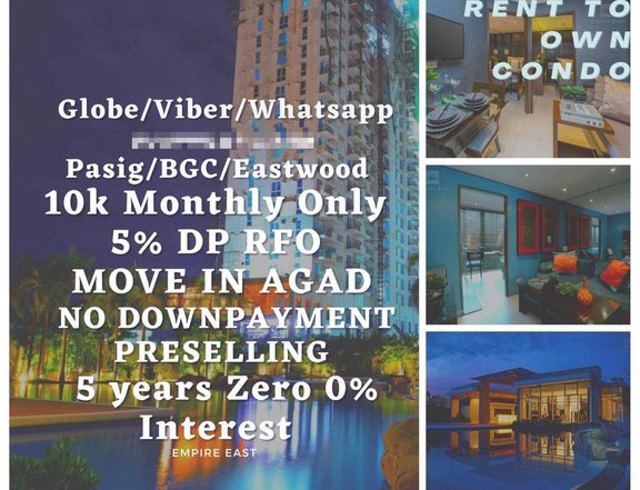 LOWEST STUDIO 10k monthly RFO Ready 1BR PASIG MOVEIN RENT TO OWN BGC