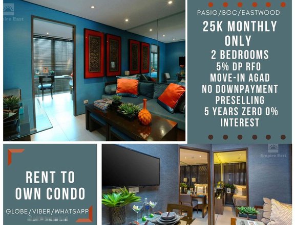 25K Monthly PASIG Condo 2BR for SALE RFO NO DP RENT2OWN EASTWOOD BGC
