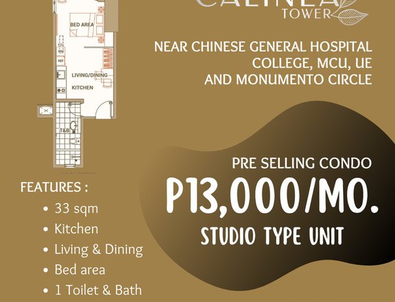33.00 sqm studio typ unit condo for sale in Caloocan metro manila