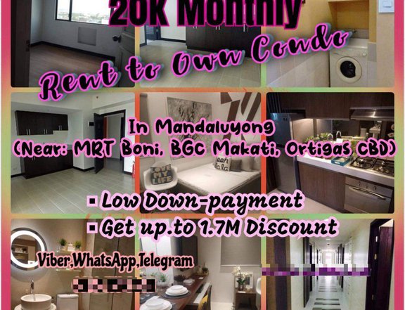 RFO Studio 1 bedroom 2BR Rent to Own Condo in Mandaluyong Pioneer Woodlands MRT Boni BGC Makati CBD