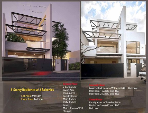 3-Storey Residence w/ 2 Balconies BF Homes Paranaque