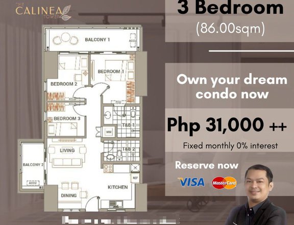 Pre-selling 86.00sqm Residential 3 Bedroom Condo for sale in Caloocan