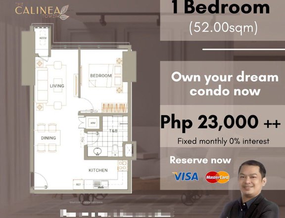 1 Bedroom 52.00sqm Residential condo for sale in Caloocan The Calinea Tower