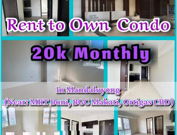 For Sale Condo in Mandaluyong Rent to Own 1Bedroom 2BR beside MRT Boni Station near BGC Makati
