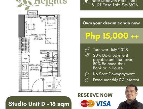 18.00 Studio Residential Pre-selling condo for sale in Pasay