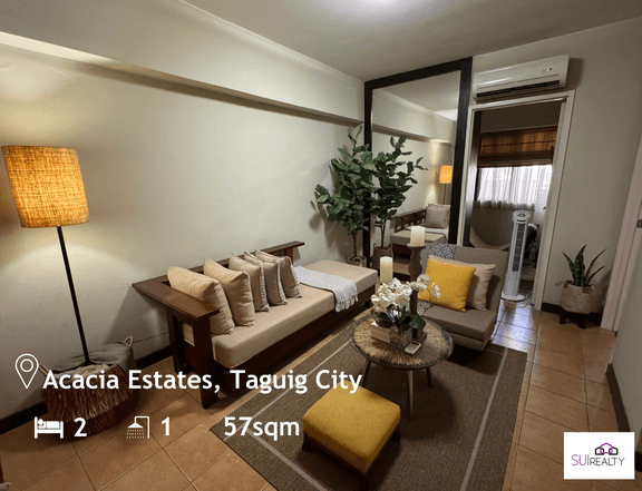 Fully Furnished 2 BR w/ Balcony Unit at Acacia Estates, Taguig City