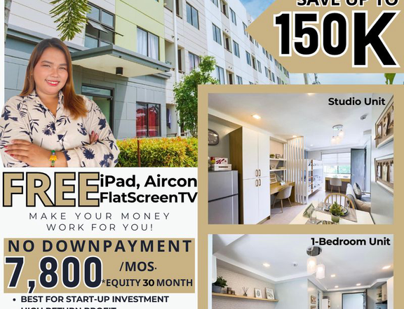 Exclusive Promo for Studio Unit 50K Discount & 1BR Unit 75K Discount. For sale thru PAG IBIG & BANK.