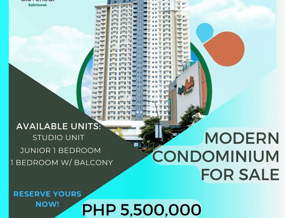 Jr 1Bedroom Condo For Sale at Avida Towers Cloverleaf near Ayala Malls