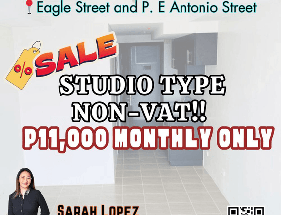Studio Condo NON VAT 22sqm 11k Monthly For Sale in Pasig KASARA