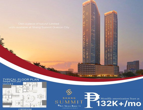 For only 132k/mo Pre-selling 2-Bedroom Condo for Sale in Quezon City at Shang Summit