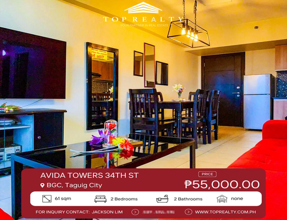 2-Bedroom 2BR Condo for Rent in BGC, Taguig at Avida Towers