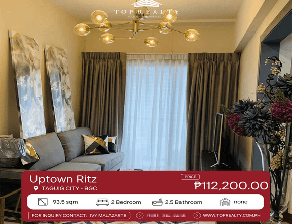 For Rent: 2 Bedroom 2BR Condo in BGC, Taguig at Uptown Ritz