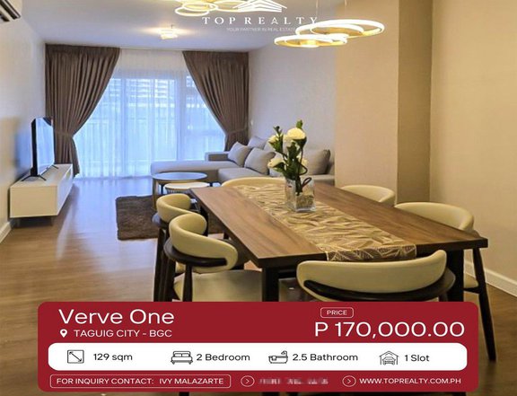 For Lease, 129 sqm 2BR Condo in BGC, Taguig at Verve Residences