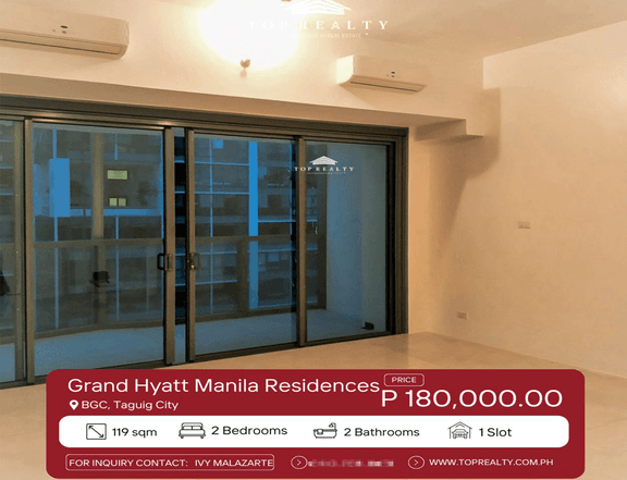 2BR Condo for Lease in Grand Hyatt Manila Residences, BGC, Taguig City