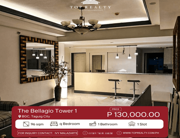 2BR Condo for Lease in Bellagio Tower 1, BGC, TAguig City