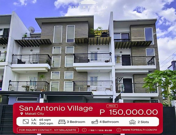 For Lease, 3 Bedroom Townhouse in San Antonio Village, Makati City