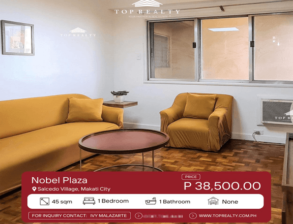 1BR 1Bedroom Condo for Rent in Nobel Plaza, Makati City near Ayala Ave