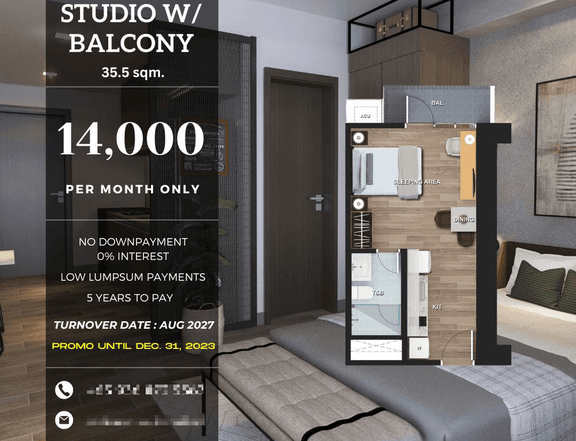35.50 sqm 1-bedroom Condo For Sale in Araneta City