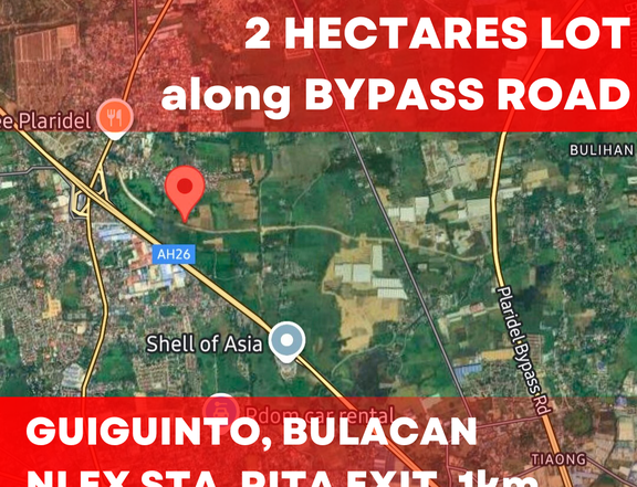 2 hectares LOT For Sale along BYPASS ROAD in Guiguinto Bulacan near NLEX Balagtas STA RITA exits