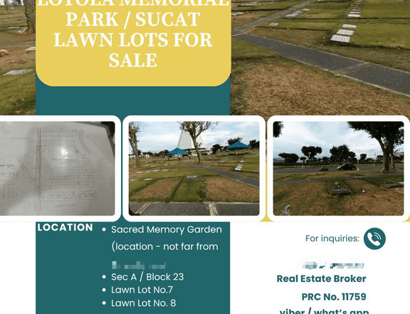 Loyola Memorial Park Sucat: 2 Lawn Lots Available in Sacred Memory Garden