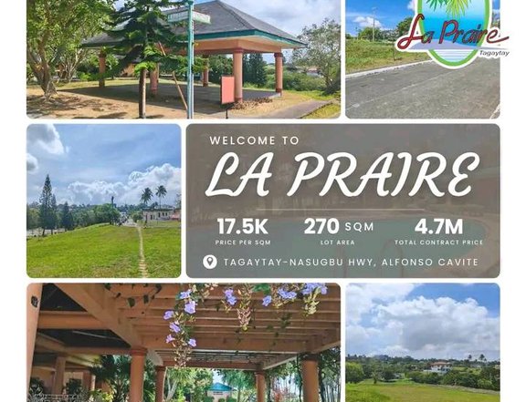 Residential Lots For Sale in LA PRAIRIE TAGAYTAY in  Alfonso Cavite