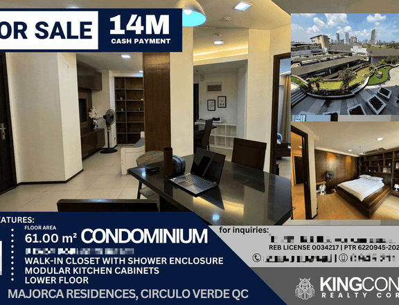 61.00 sqm 2-bedroom Condo For Sale in Majorca Residence Circulo Verde Quezon City / QC Metro Manila