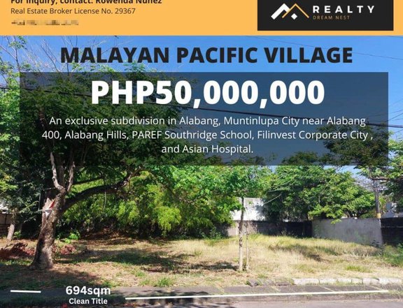 694 sqm Residential Lot For Sale in Alabang Muntinlupa Metro Manila